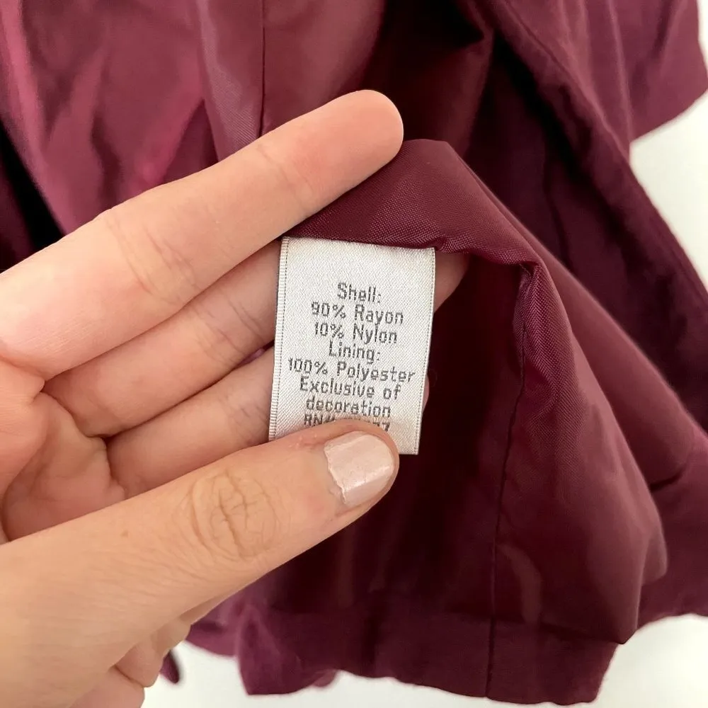 LC Lauren Conrad red purple rayon nylon blazer 3/4 sleeves casual top size 4 - Image 5
