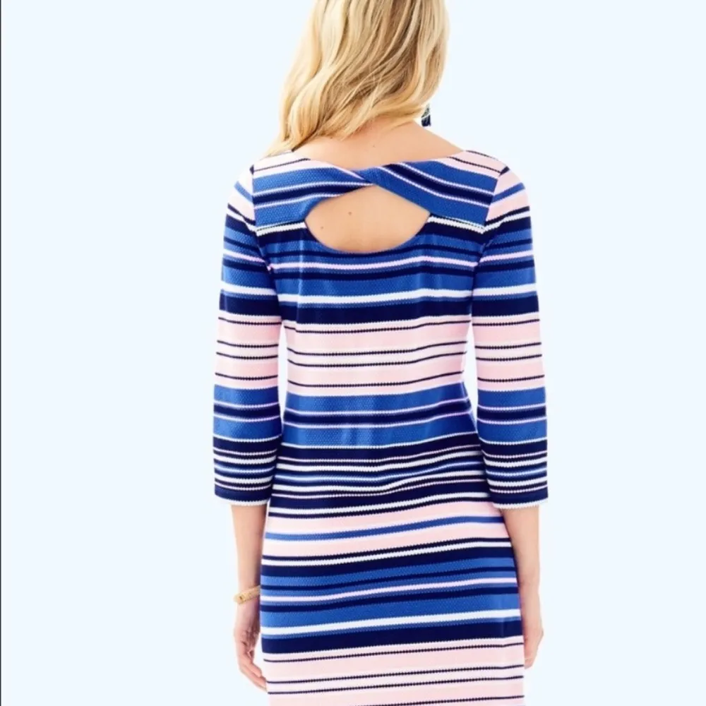 Lilly Pulitzer Paradise Pin Swim Stripe shift Bay 3/4 Sleeve dress S - Image 3