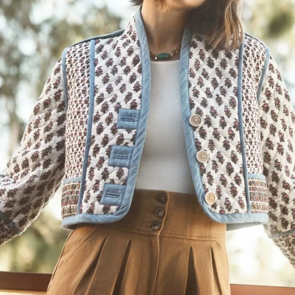 VERONICA BEARD Kamila Reversible Cotton Jacket in Cream Multi Size Large - Image 10