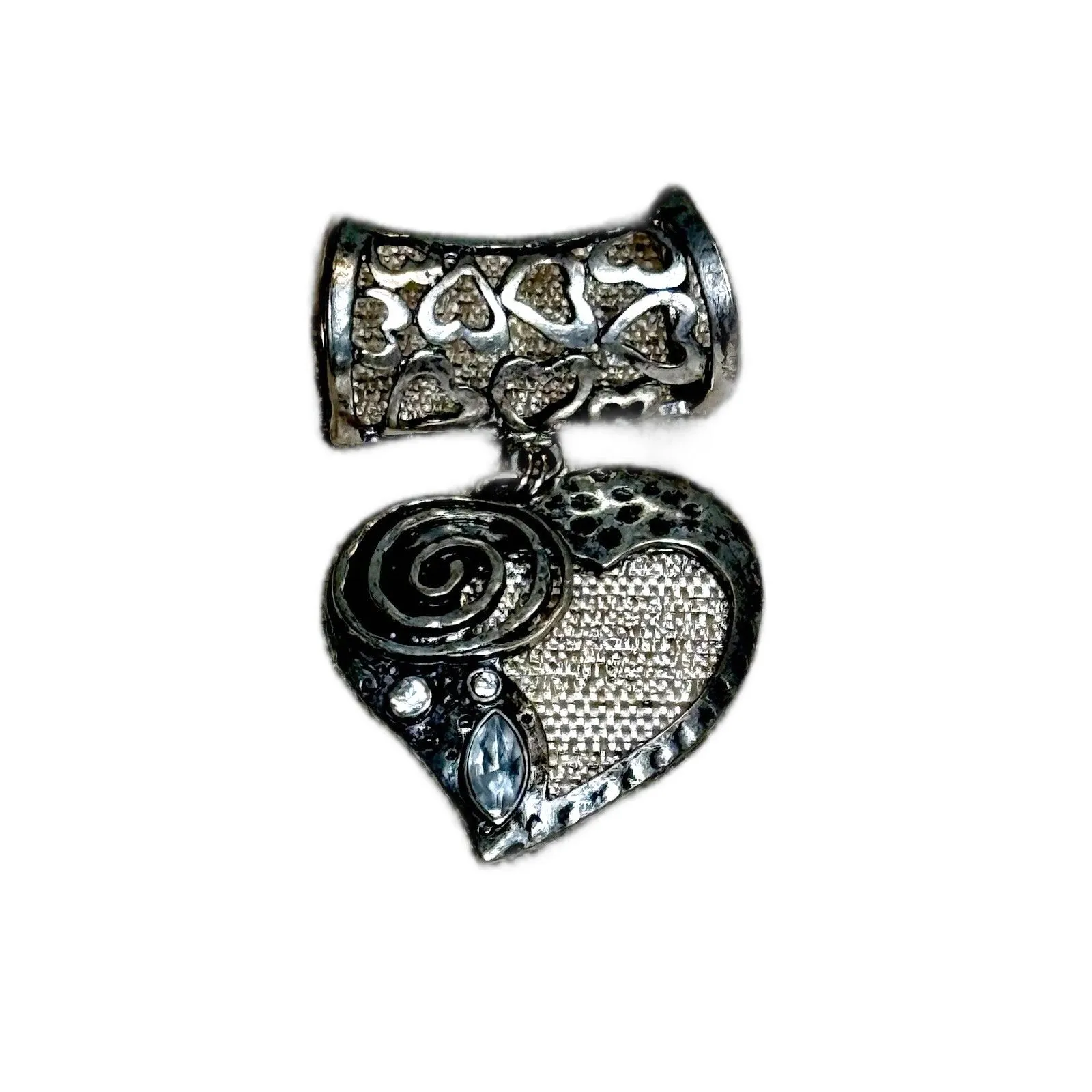Karl Lagerfeld Silk Scarf Leopard Print Black White Heart Charm Pendant - Image 5