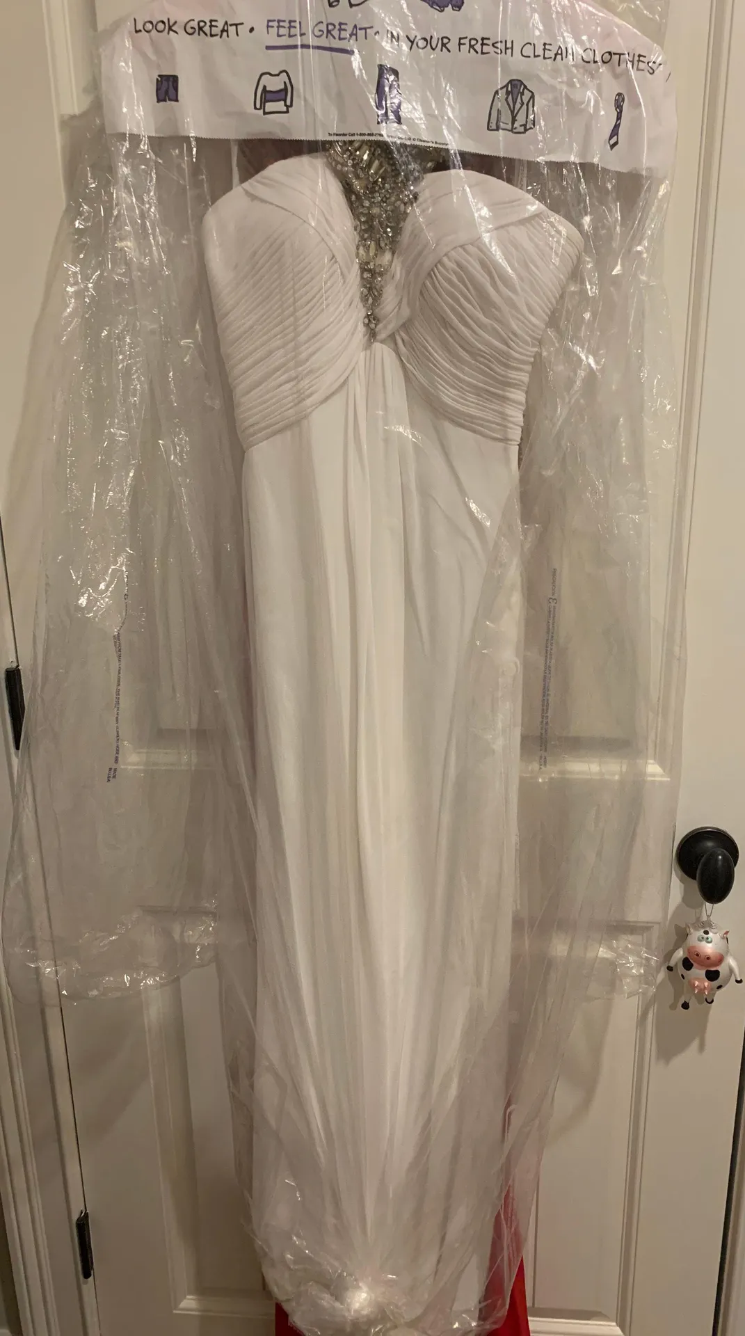 Jovani White Detailed Neck Formal Gown - Image 2