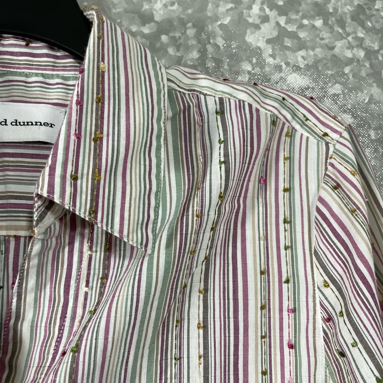 Alfred Dunner Pink Striped Plus Size Button Up Shirt - Size 14 - Embroidered Top - Image 2