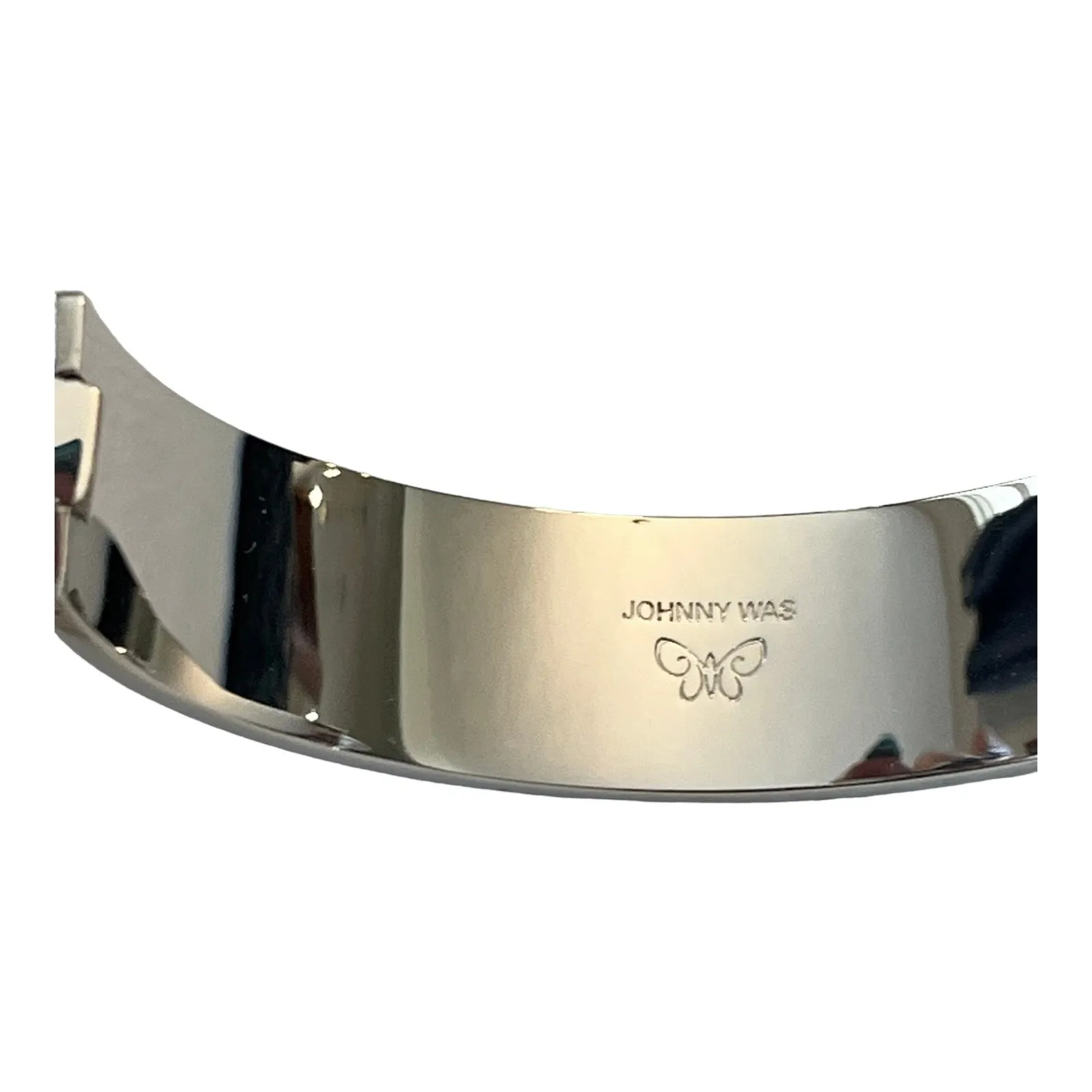 Johnny Was Hinged Bracelet Bangle M/L Love Heart Bird Flower Silver Pink New - Image 5