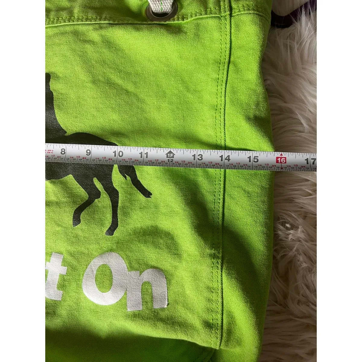 Green Canvas Tote Bag with Horse Print - Image 6