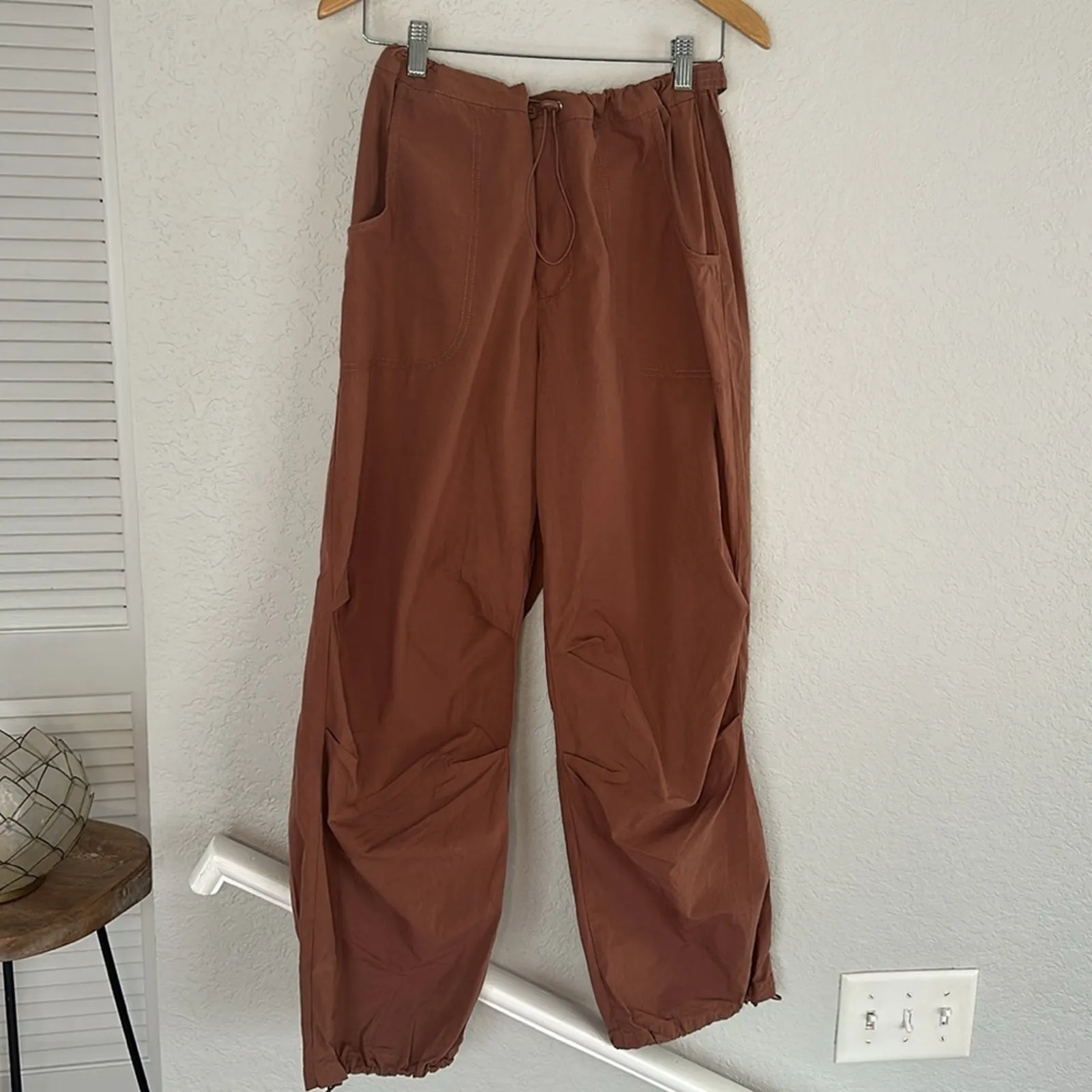 NEW Nordstrom Urban Social Parachute Pants Rust Brown Baggy Y2K Fall Indie - Image 2