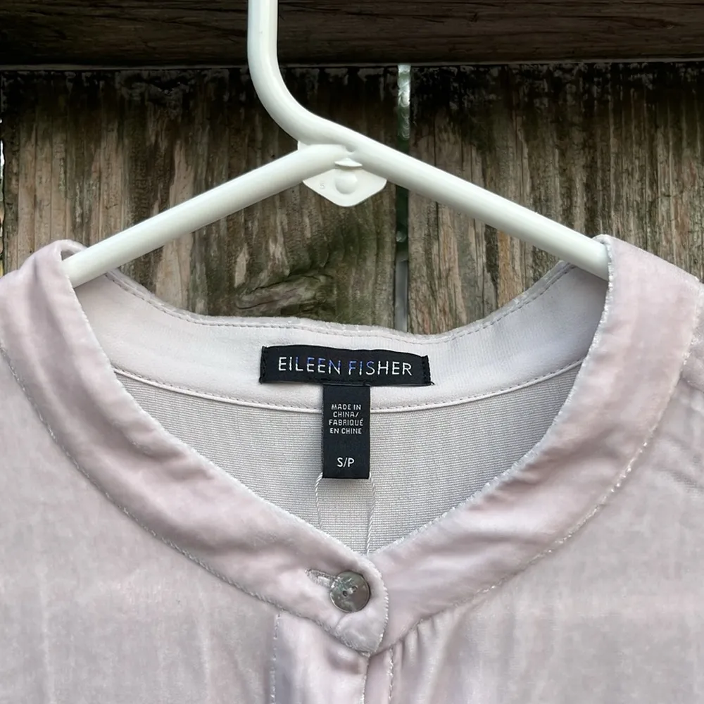NWT Eileen Fisher Velvet Long Slv Silk Blend Top Mandarin Collar Oversize Small - Image 9