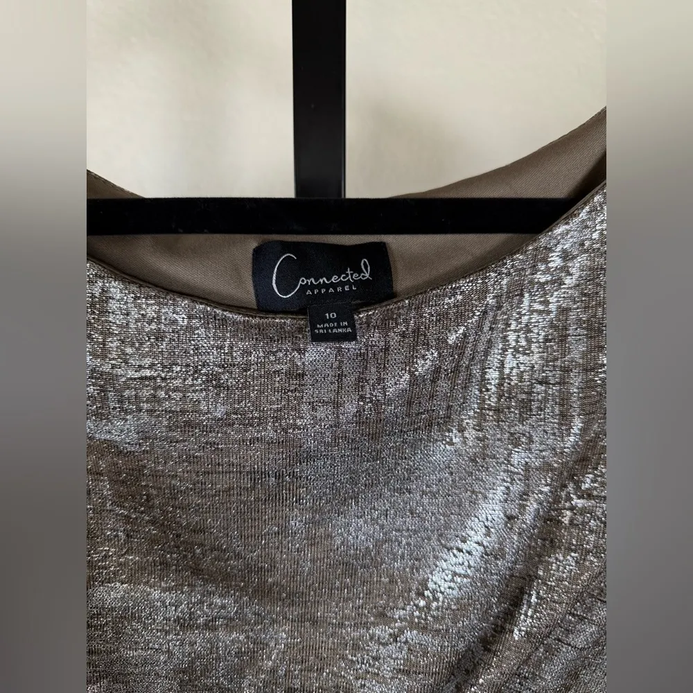 Women’s Party Dress Metallic Draped Faux Wrap Dress 10 Sleeveless Cocktail Chic - Image 6