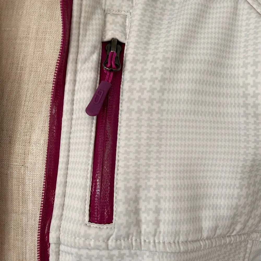 CB Sports Winter Hoodie Soft Shell Full Zip Fleece Lined Grey/White/Purple Small White - Image 4