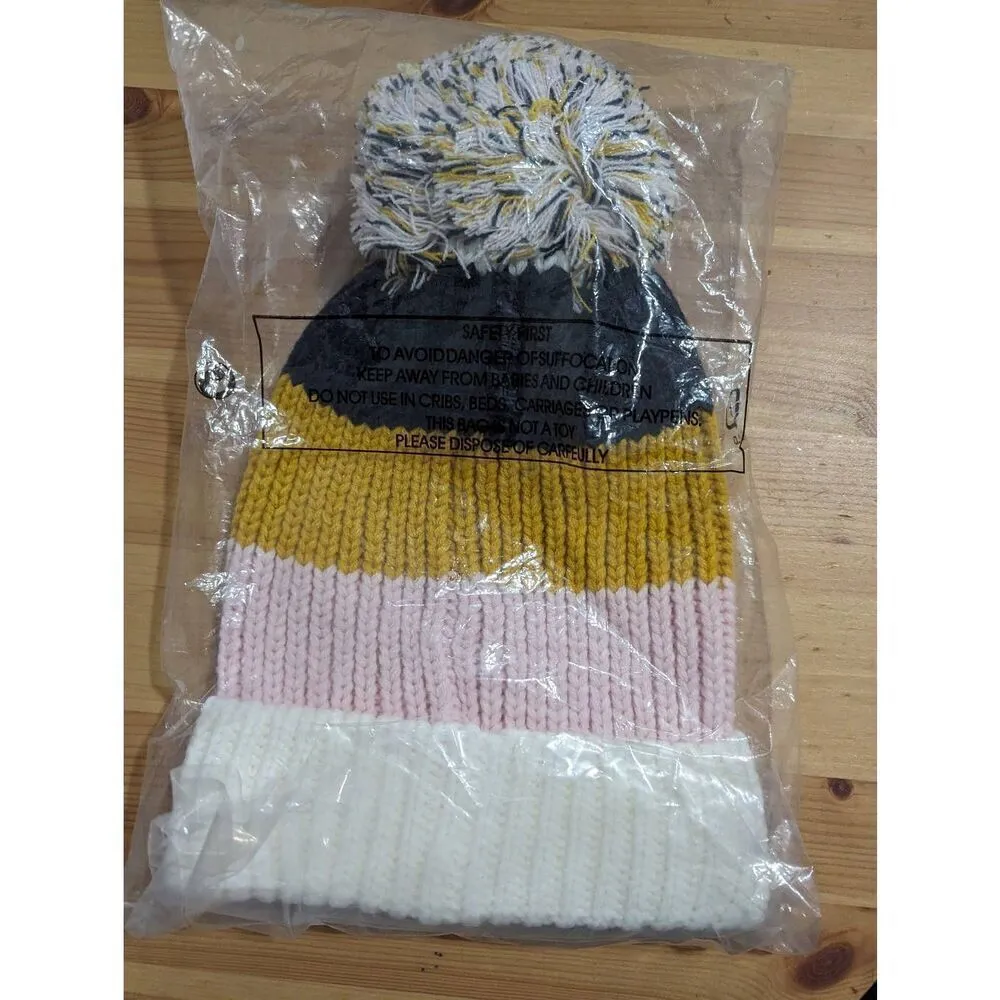 Lulu's Annalise multi color block pom pom beanie - Image 3