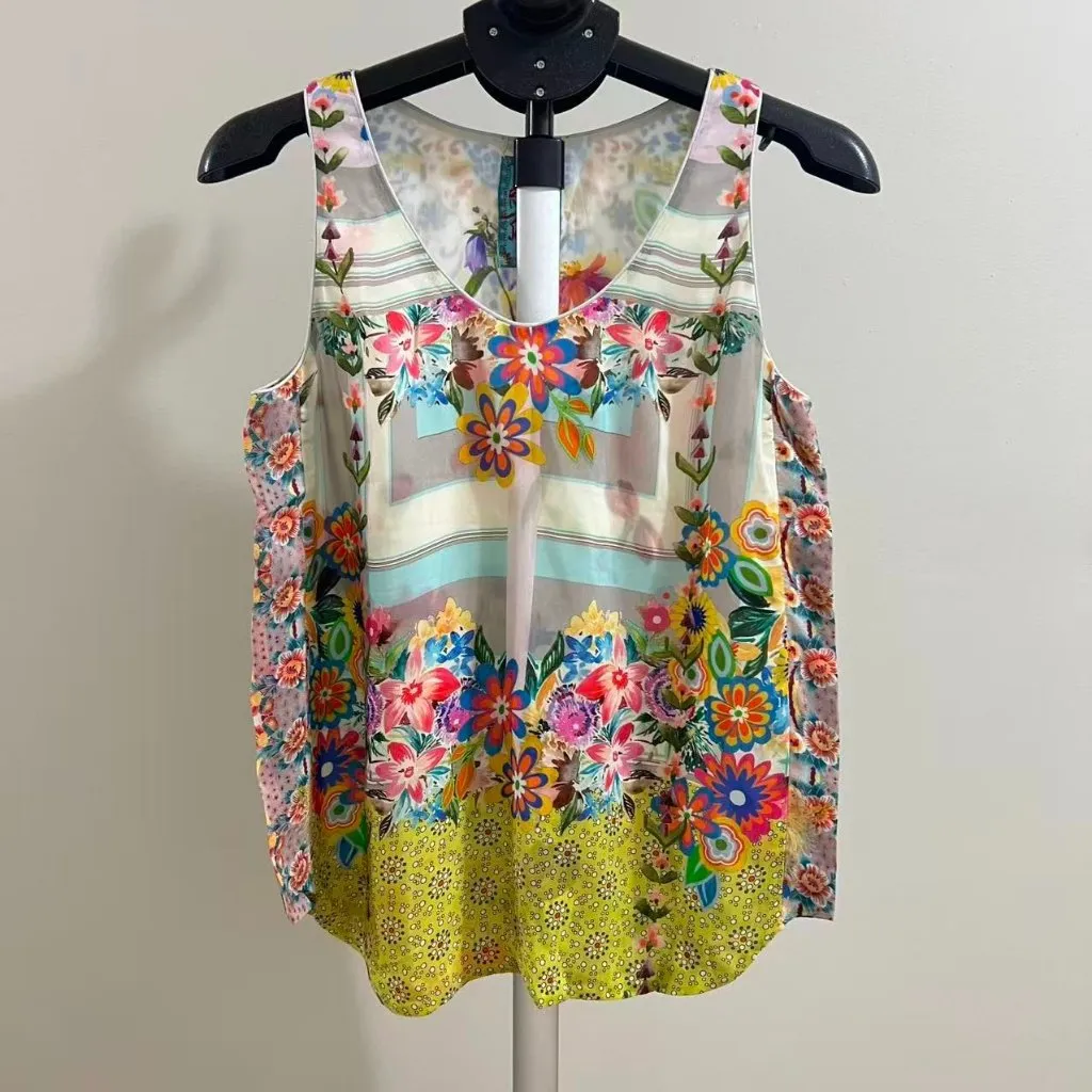 NWOT Johnny Was Tabitha Top Tank Reversible Butterflies Flowers Botanical Sz S - Image 3