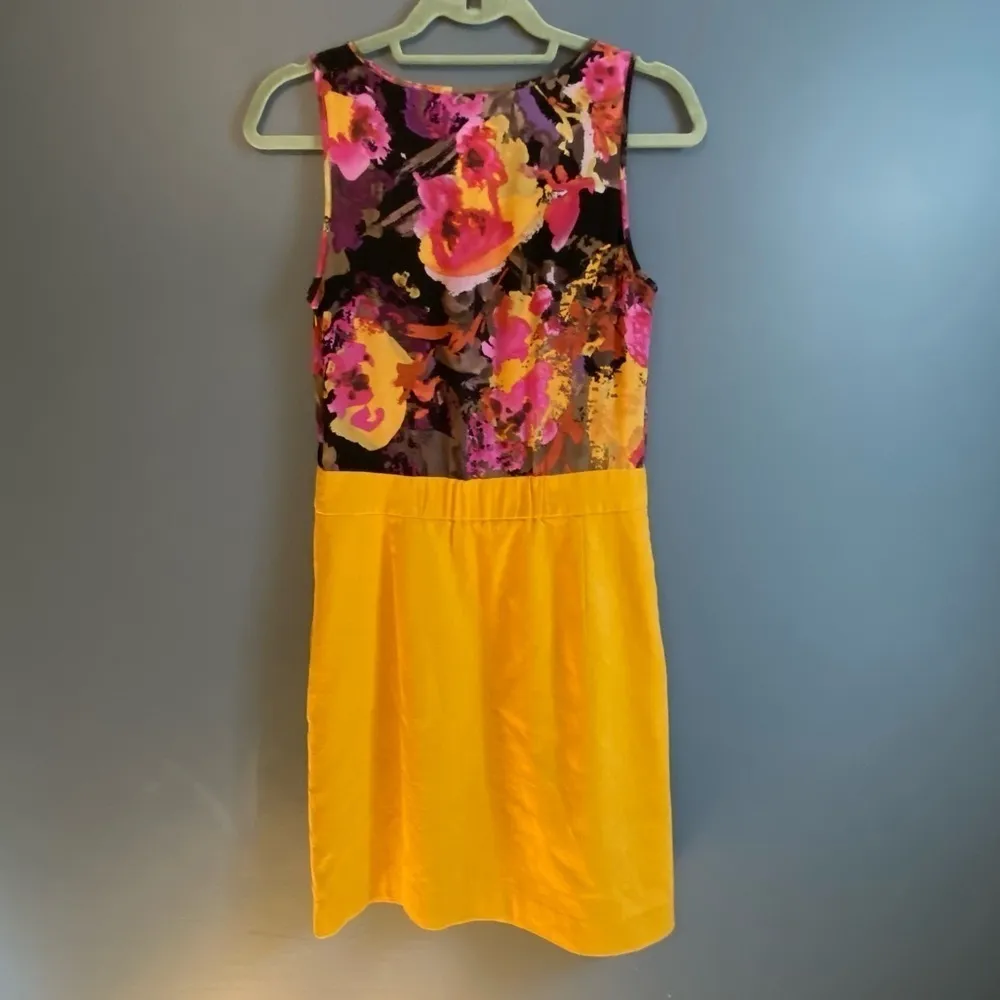 Anthropologie Tabitha Sleeveless‎ Dress Silk Floral Yellow Womens Size 4 Pockets - Image 3