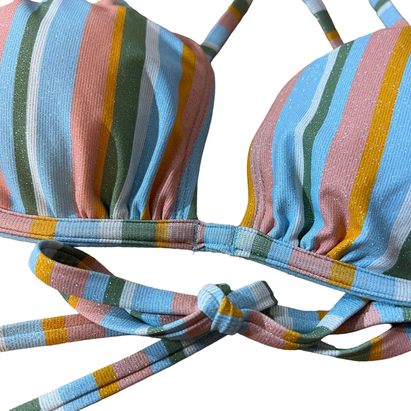 Wild Fable Women's Lurex Multicolor Striped Underwire Bikini Top - Small - NWT - Image 4