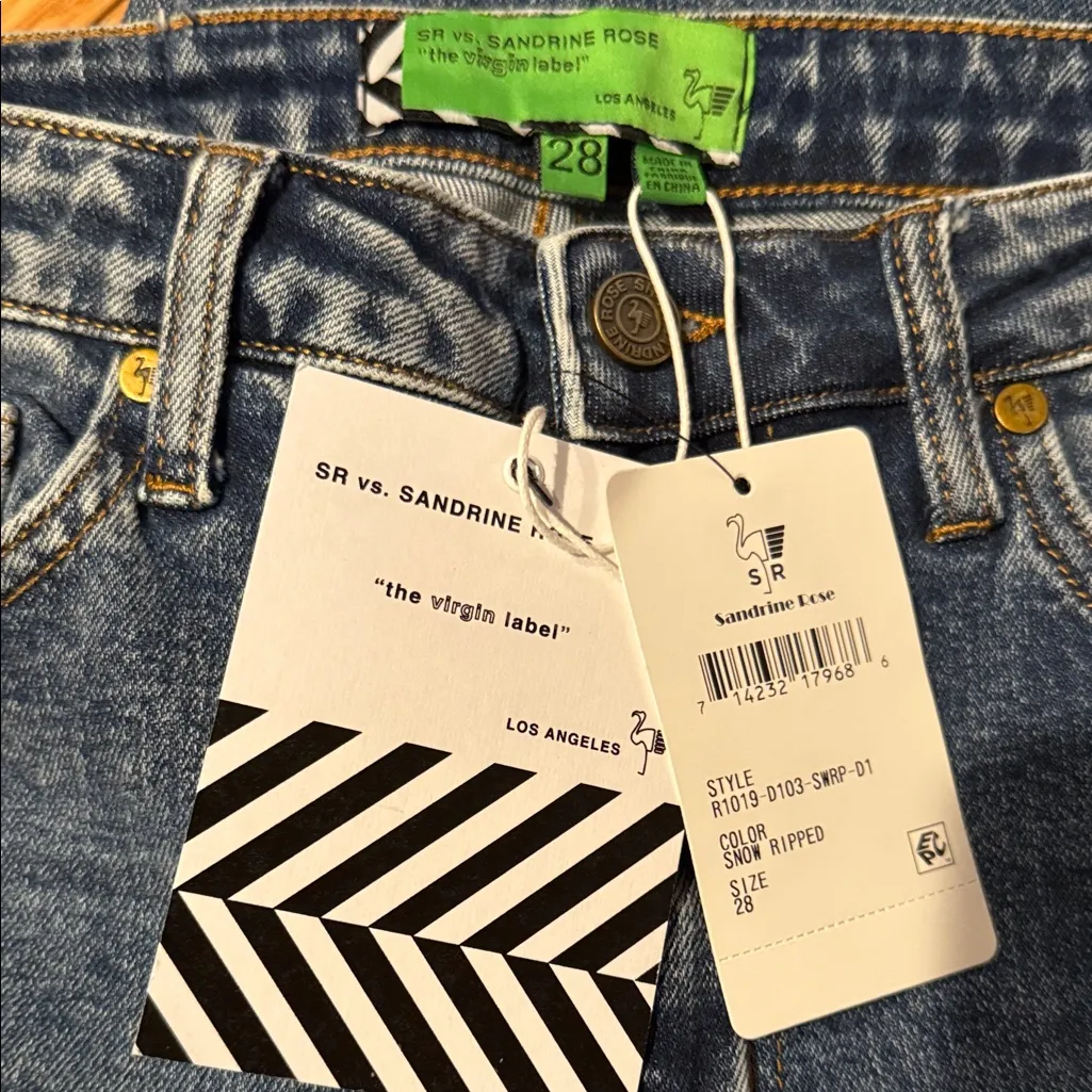 Sandrine Rose x Free People Snow Ripped Skinny Jeans Blue Size 28 - Image 7