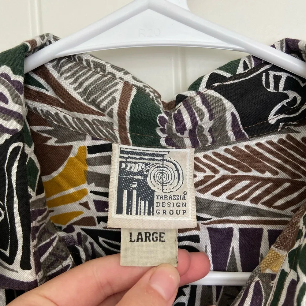 Vintage Tarazzia Design Group adult abstract patterned button down shirt — large Brown - Image 3