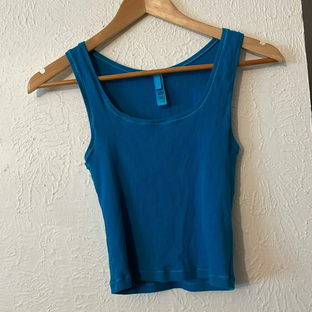 SKIMS Cotton Rib in Mykonos Blue Women's Size Large Top XLarge Bottom - Image 3