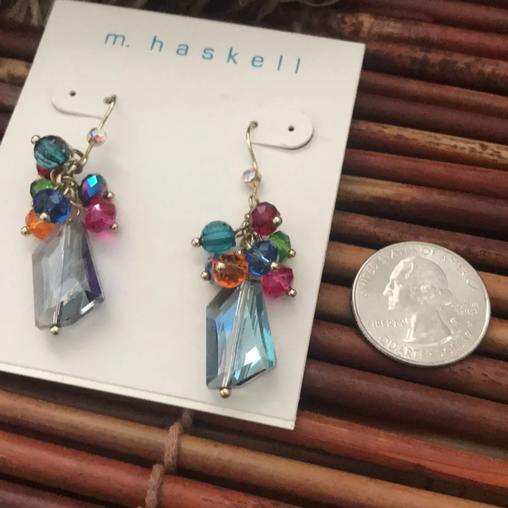 M. Haskell Drop Glass Bead Earrings NWT Red - Image 5