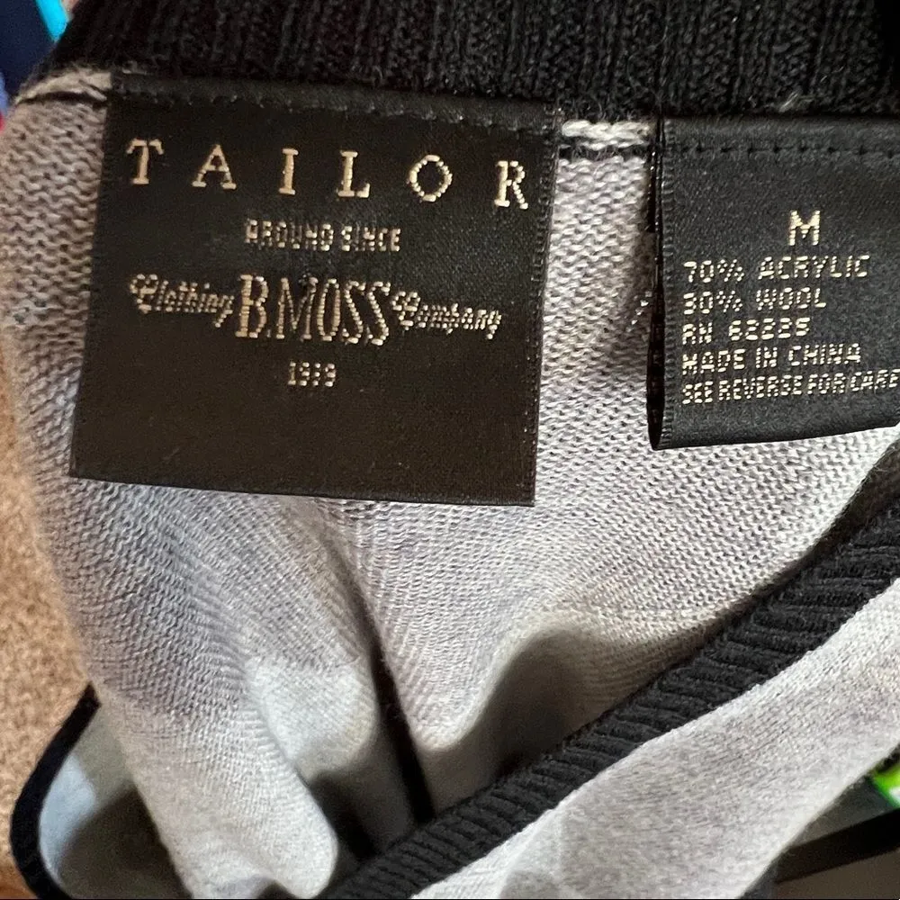 Tailor B. Moss Wool Blend Sweater Black Size M - Image 3