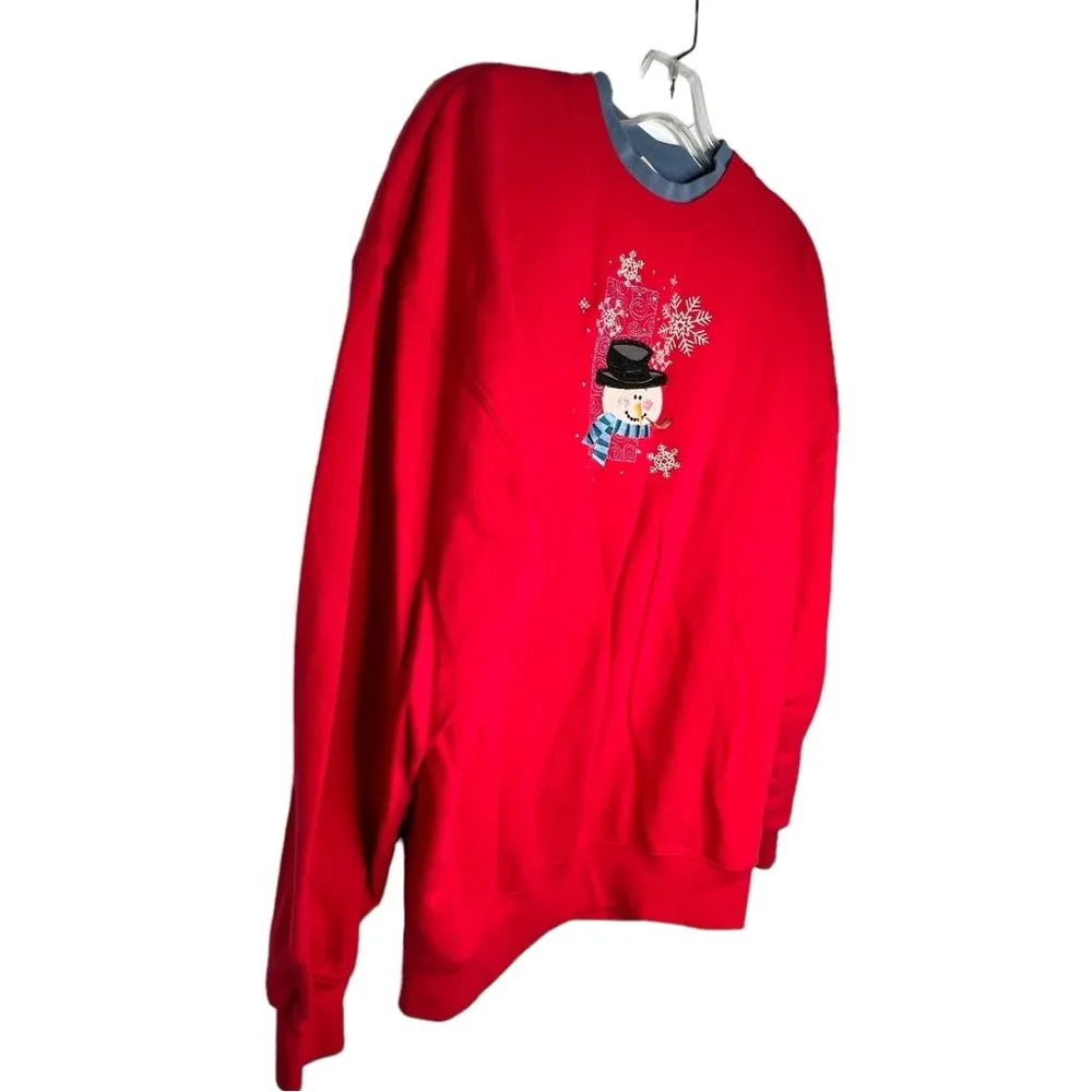 Vintage M&C Sportswear Christmas Snowman Shirt Red Size XL - Image 3