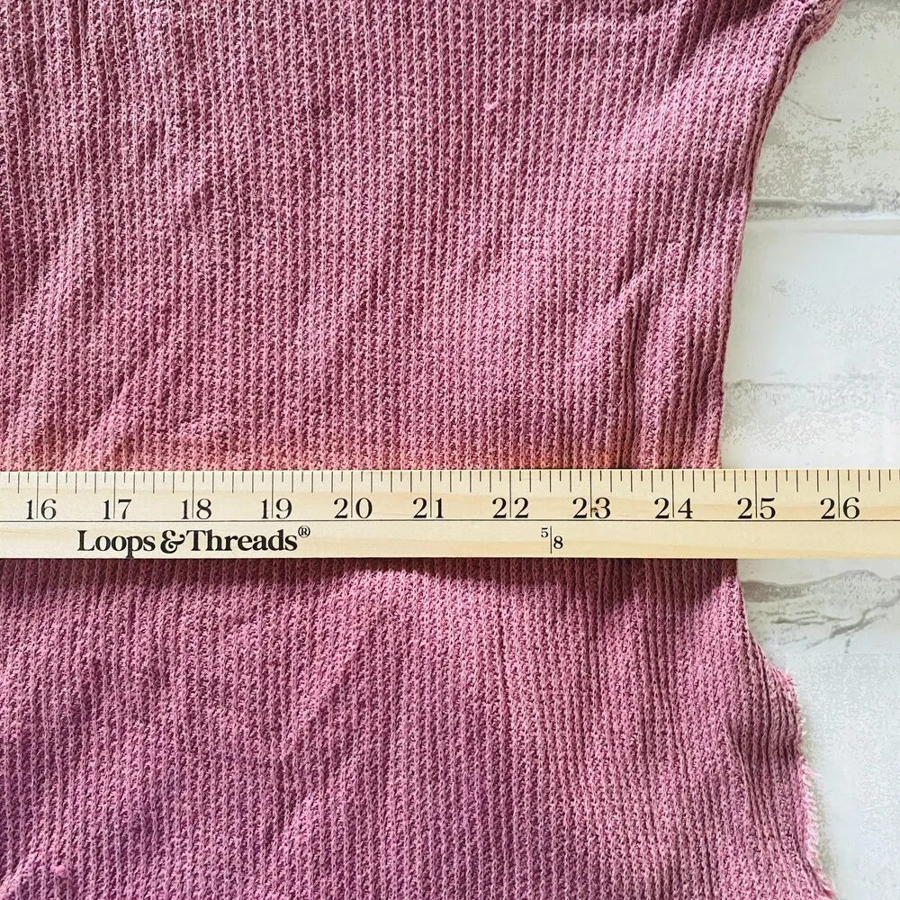 Free People Fall For You Henley Sweet Cranberry Long Sleeve Oversized Top Sz M - Image 6