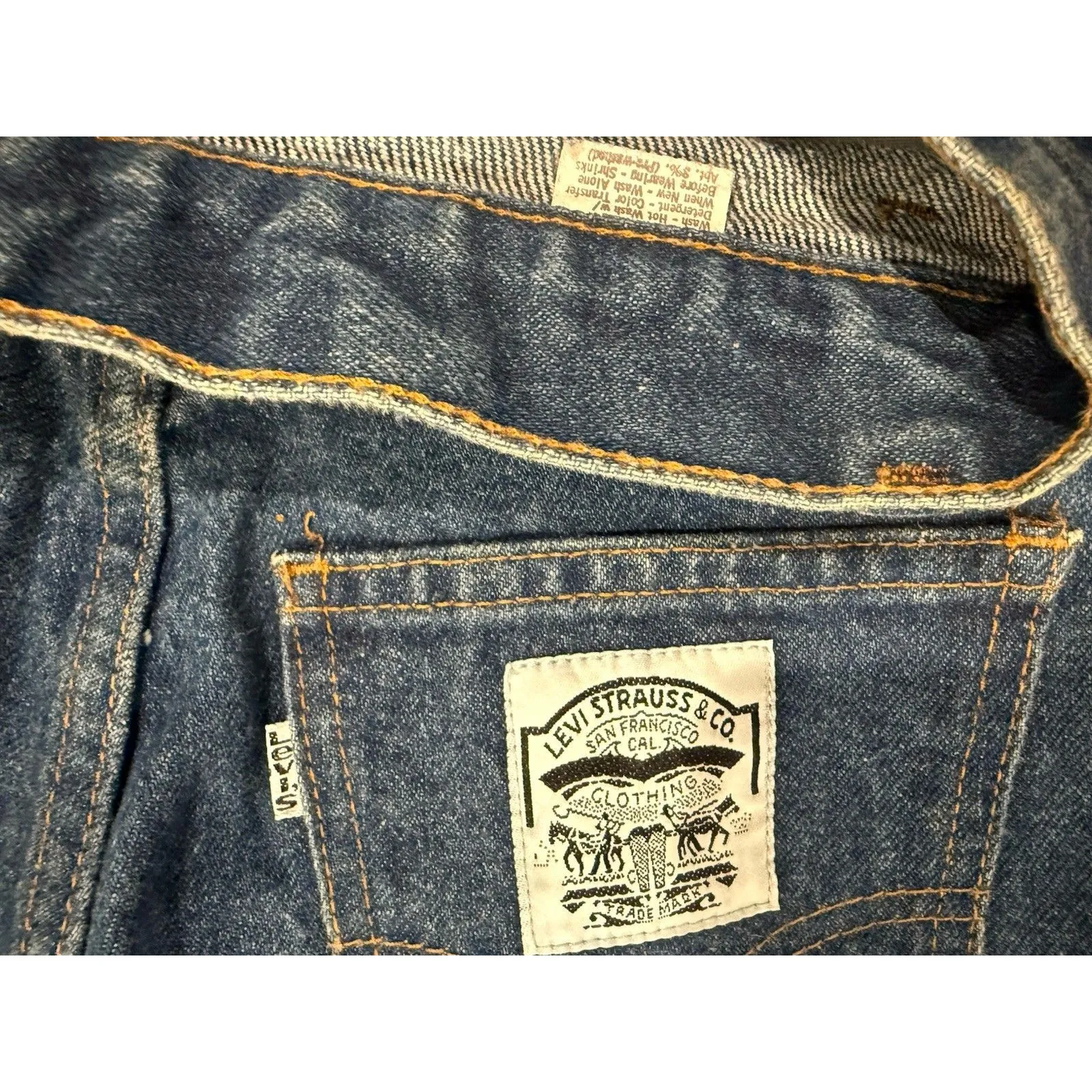 Vintage Levis Jeans 70s White Label Womens 24" Two Horse White Tab Straight Leg - Image 3