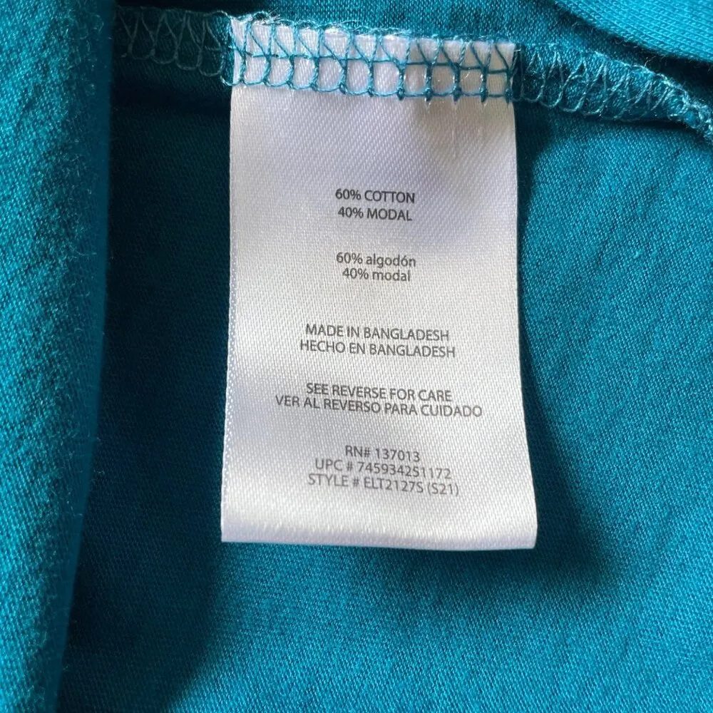 Eddie Bauer Womens Short Sleeve Soft T Shirt Tee Side Slits XL Blue u - Image 7