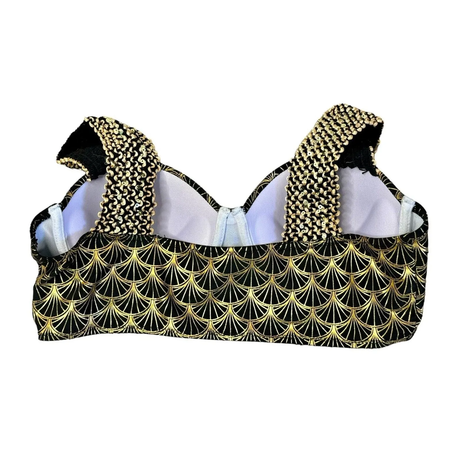Sirencore Mermaid Metallic Gold Crop Bra Top Festival Cage Club Party Rave Sz M Size M - Image 5