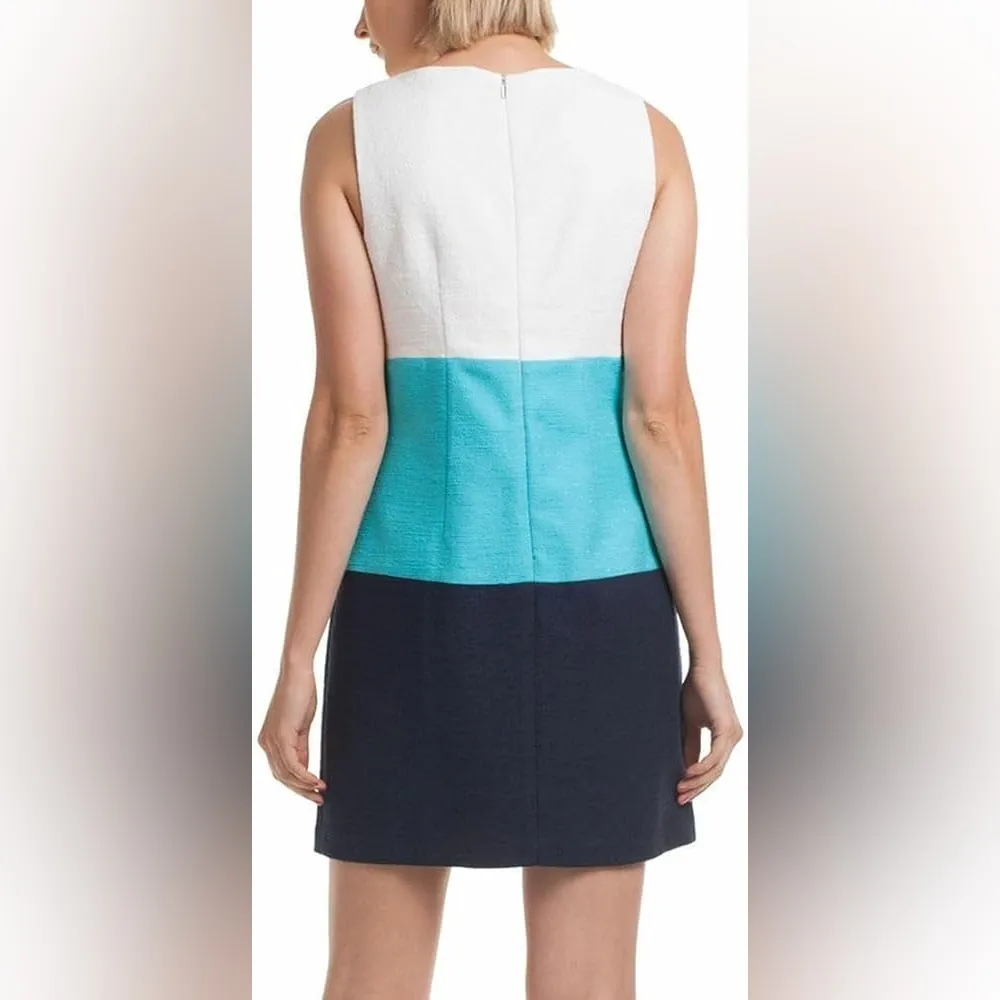 NWT Trina Turk Miss Brady Colorblock Lace-Up Dress White Blue Sz 6 - Image 2