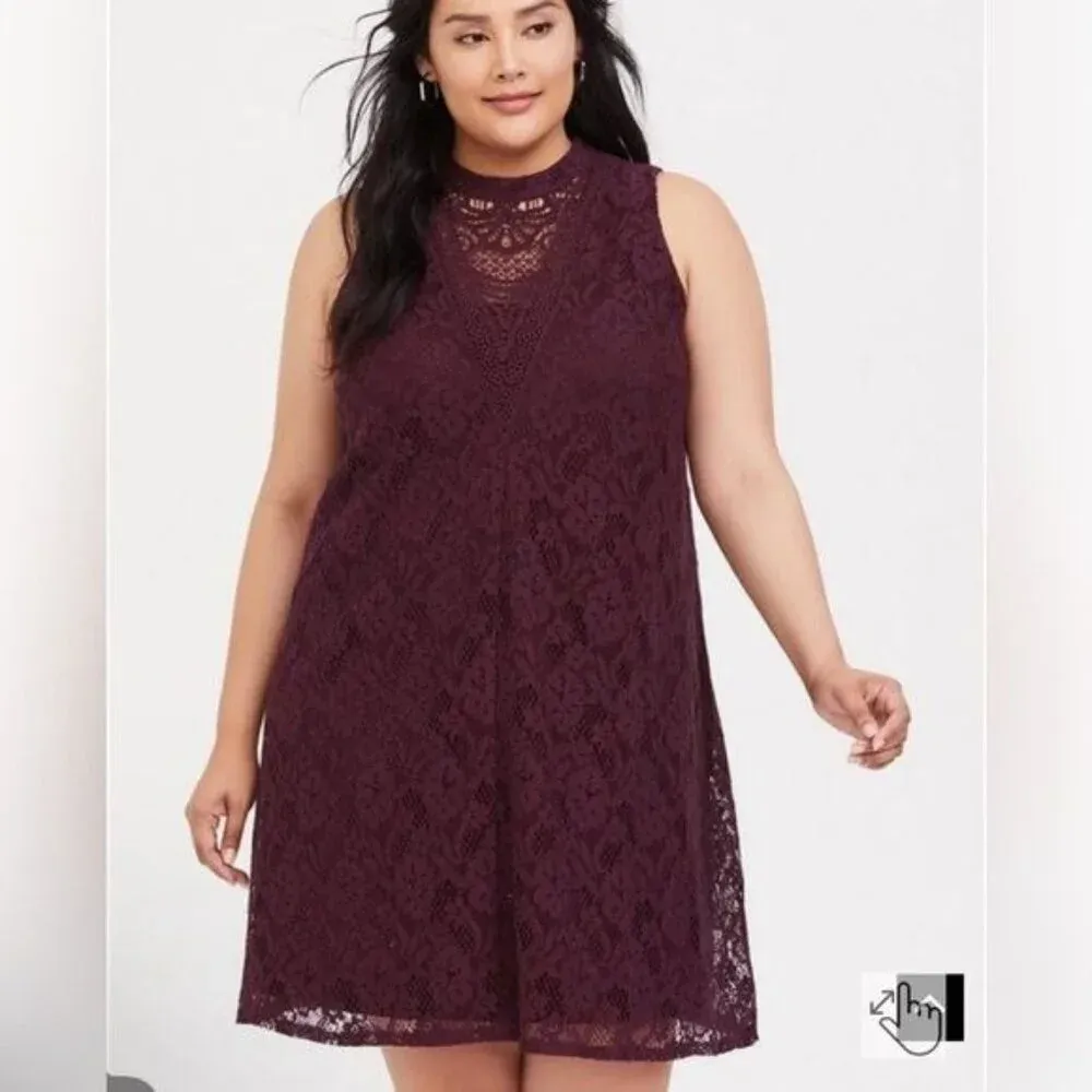 Torrid Burgundy Mini Lace Trapeze Dress Size 3XL‎ - Image 3