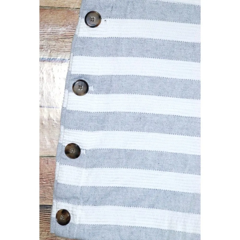 Ann Taylor Loft Ladies White & Gray Striped Short Shorts Size 10 Buttons Cotton - Image 2