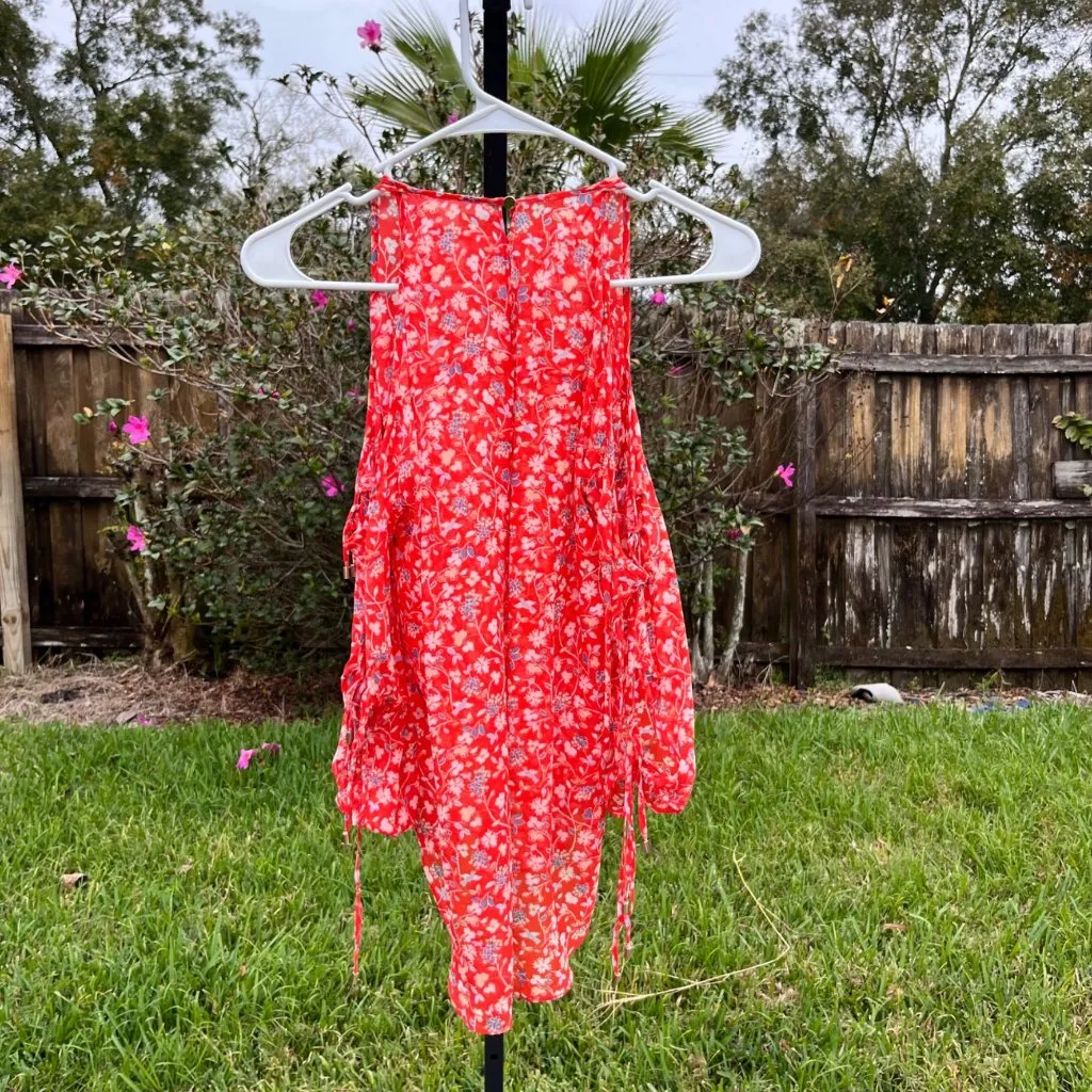 Veronica Beard Flynn 100% Silk Cold Shoulder Floral Blouse Size 4 - Image 6