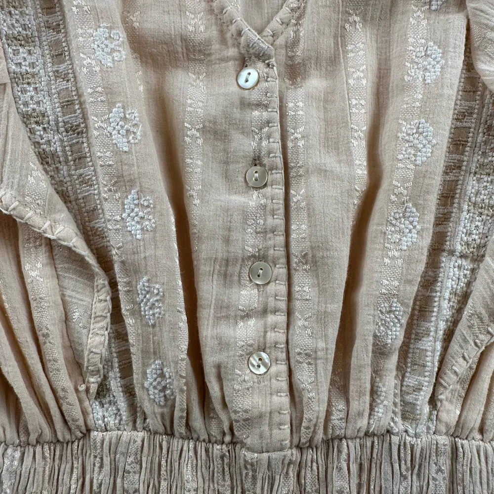 Love Sam Cream and White embroidered dress Beige tiered Skirt ruffle sleeve S - Image 6