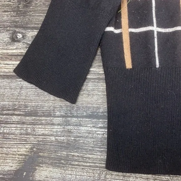 TSE Black & Brown Plaid Print Button Up Cardigan Sweater L - Image 5