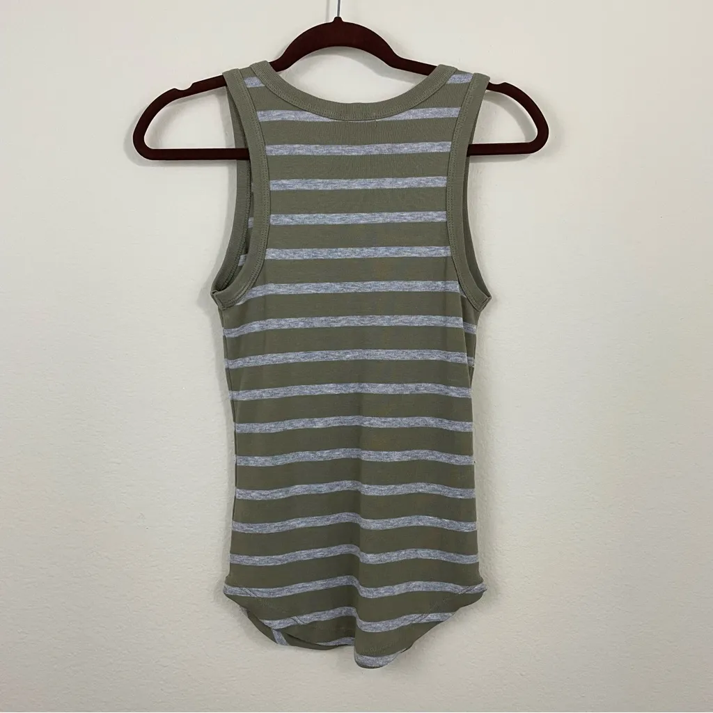 Michael Stars Green Striped Henley Cotton Luna Tank Top Size XS‎ - Image 4