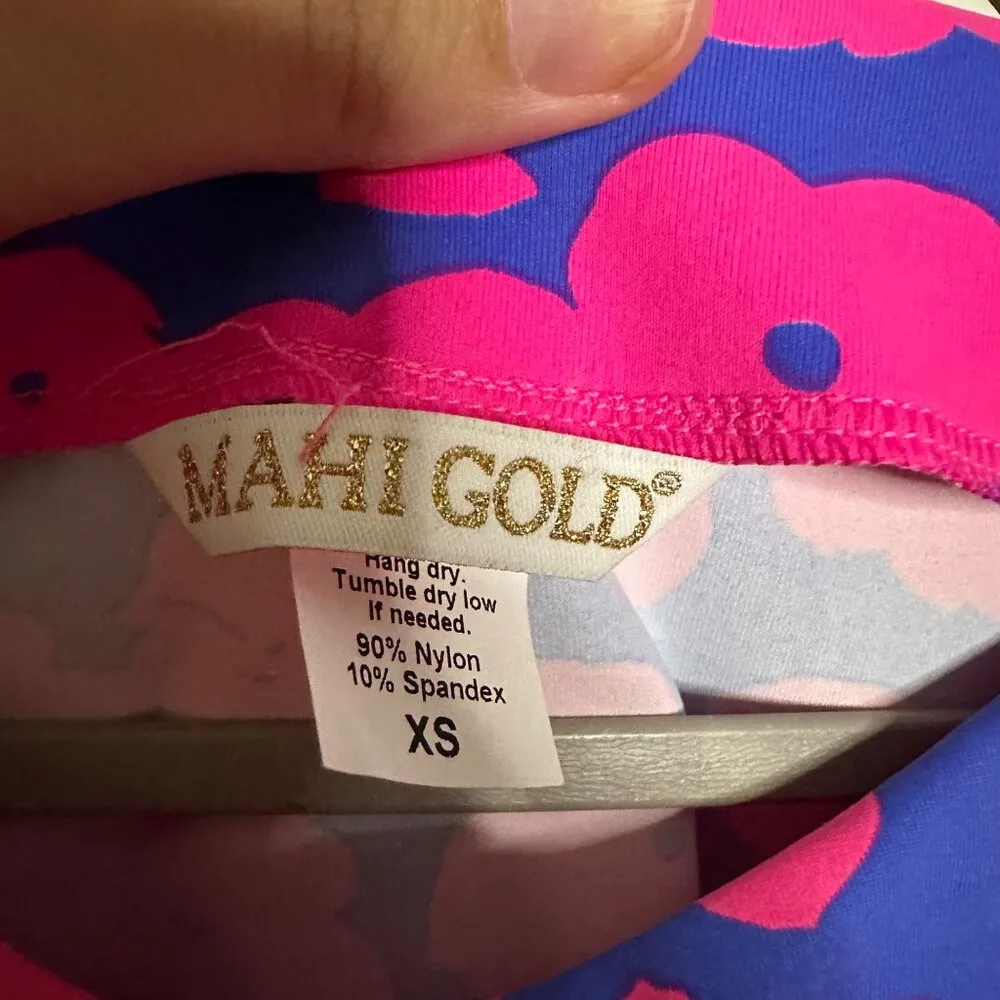 MAHI GOLD Long Sleeve Tunic To Pink Blue Floral Print Size XS - Image 3