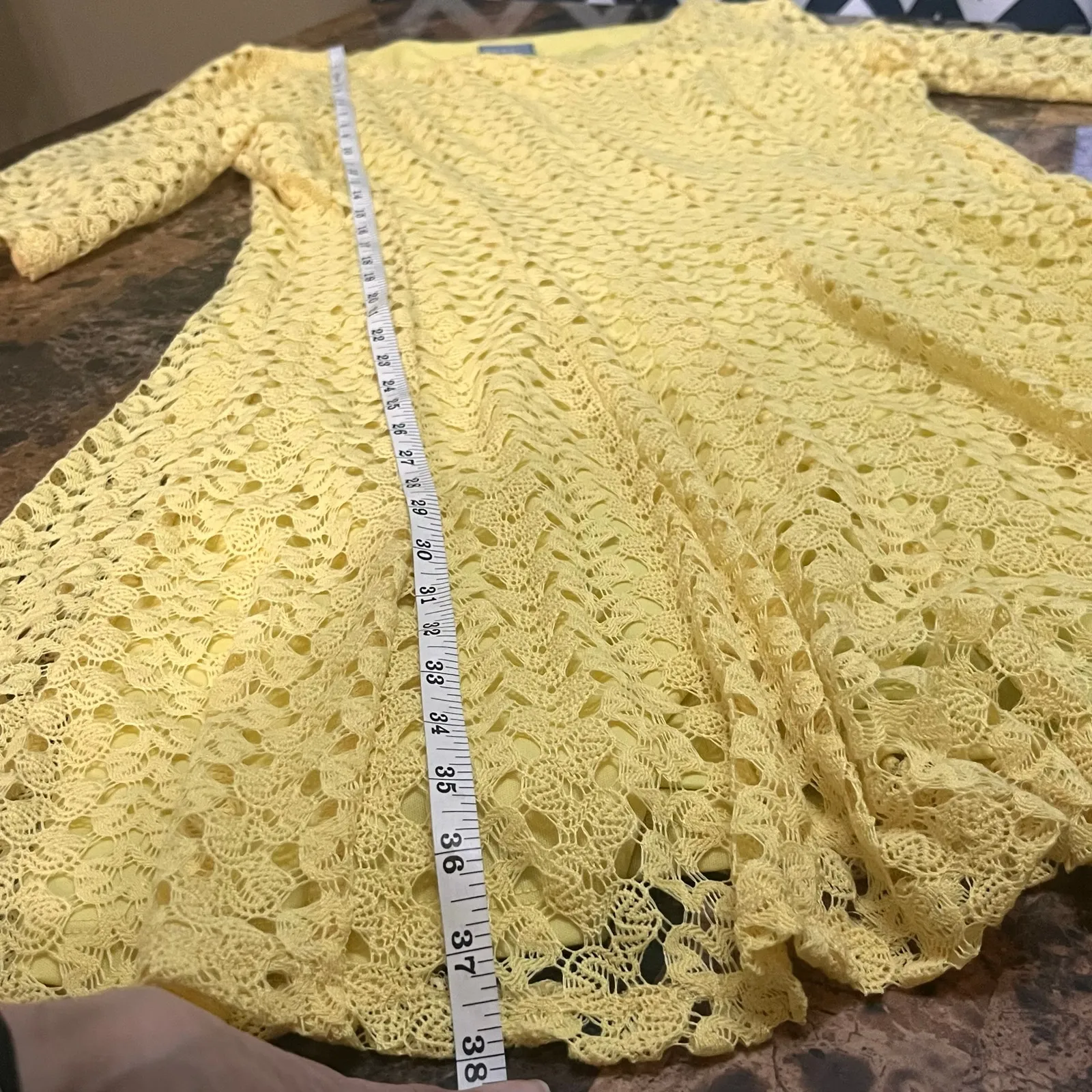 Rabbit Rabbit Rabbit Yellow Mid Length Lace Overlay Dress Size 18 - Image 7