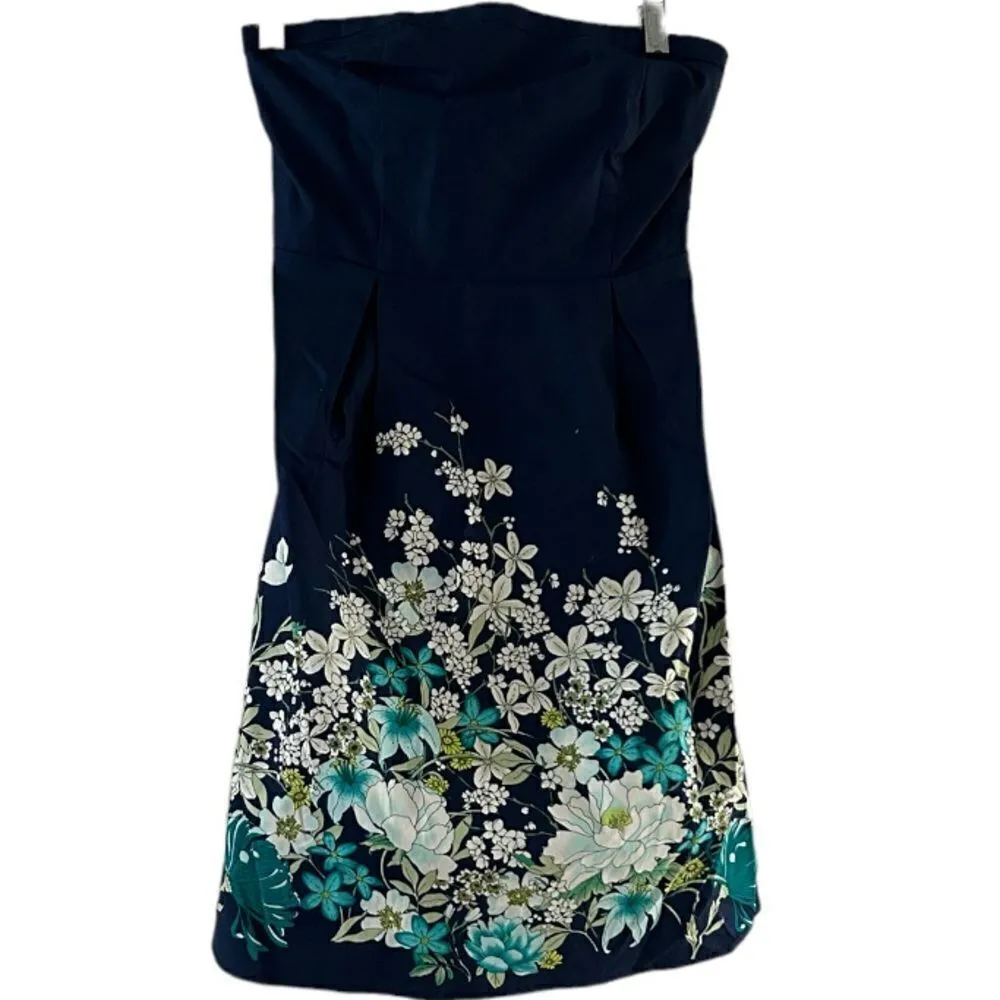 NEW Old Navy Blue Floral A Line Strapless Mini Dress size 4 - Image 3