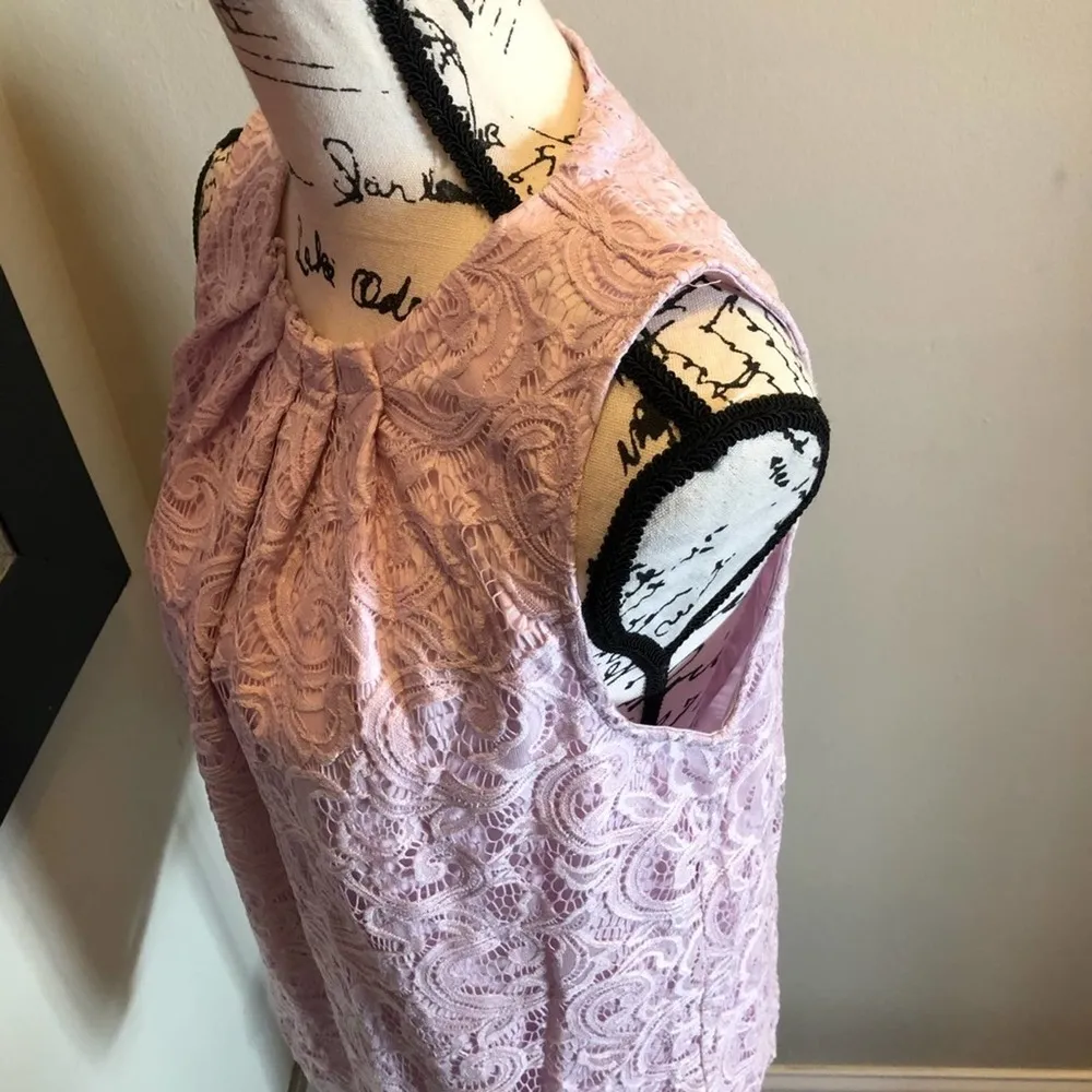 Adrianna Papell Lace Knit Top Sleeveless Medium Nwt Lilac - Image 5