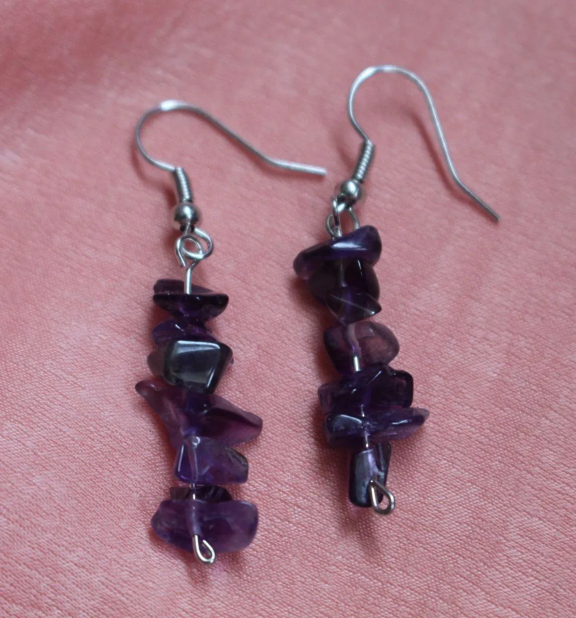 Handmade Gemstone Earrings Purple - Image 2