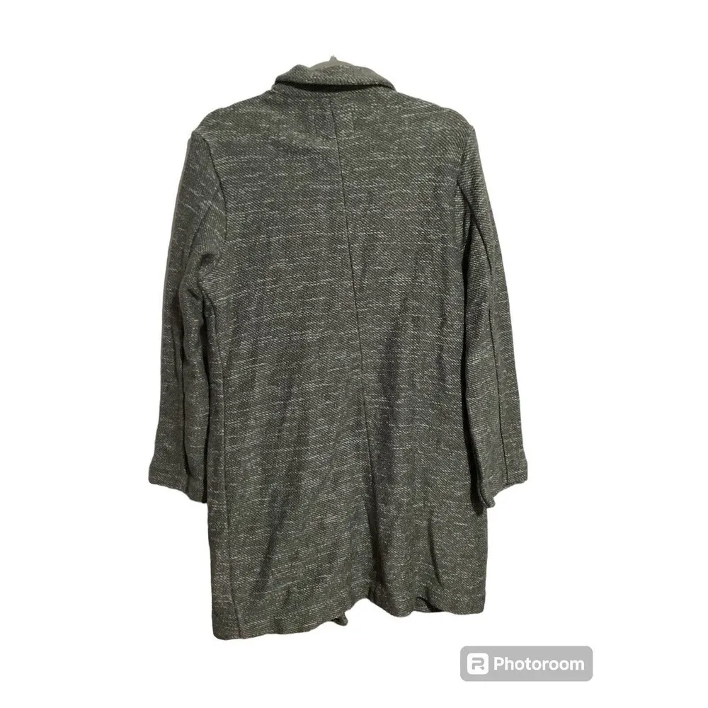 Sanctuary Gray Button Front Pea Coat Jacket Long Sleeve Collar Cotton Blousee - Image 2