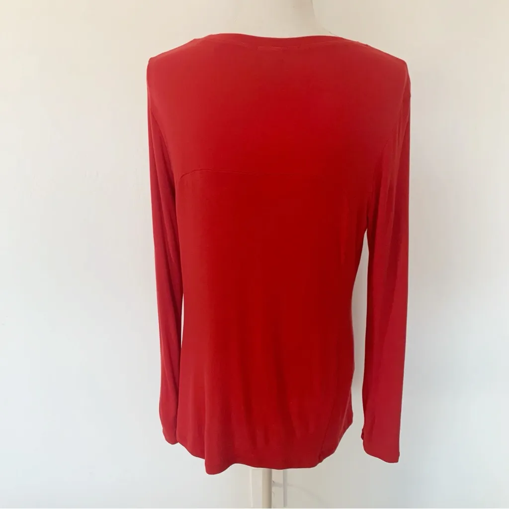 CAbi Chealsea Holiday Red Long Sleeve Round Neck Top Style 3409 Size M - Image 8