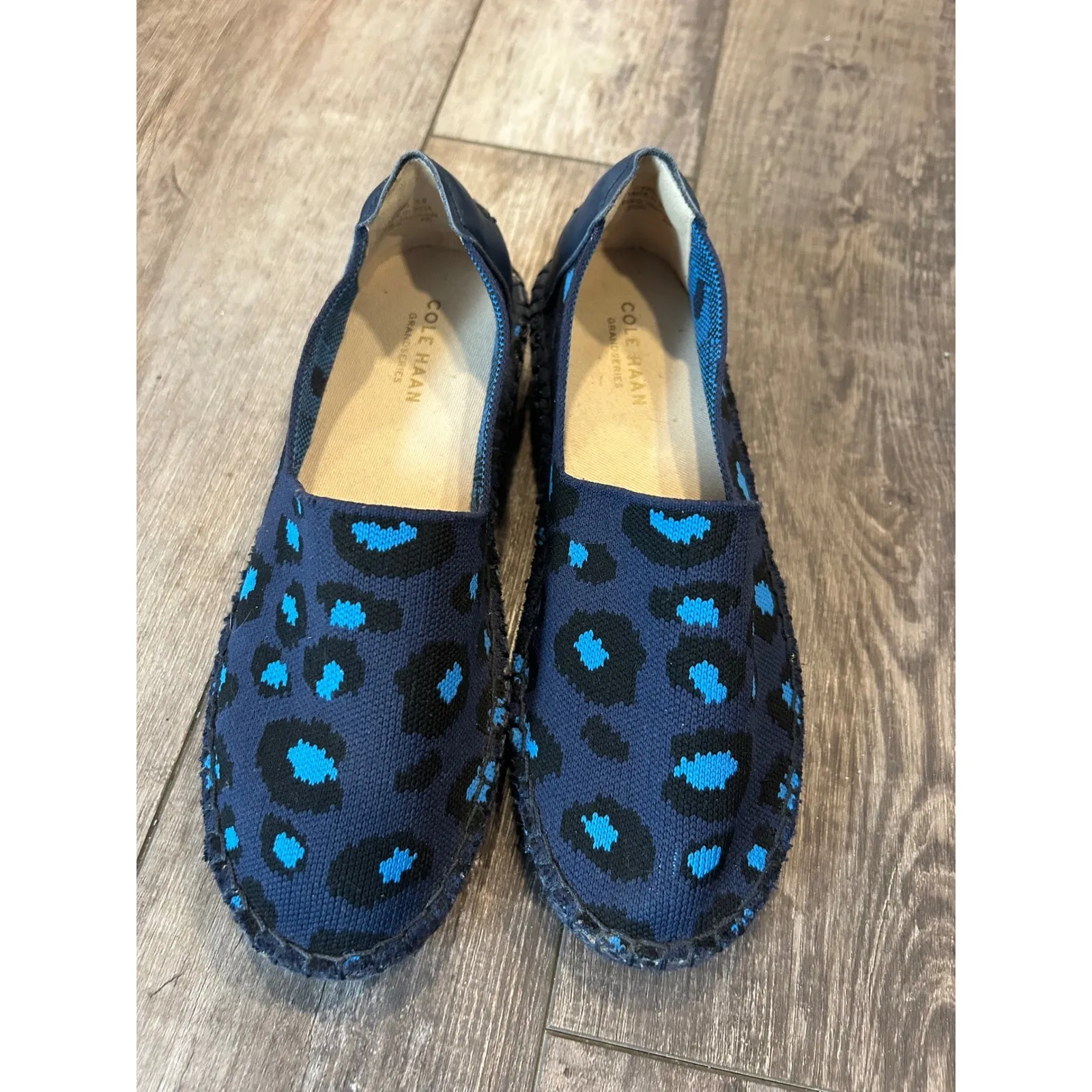Cole Haan Women Navy Blue Leopard Print Espadrille Flats Shoes Size 5B - Image 6