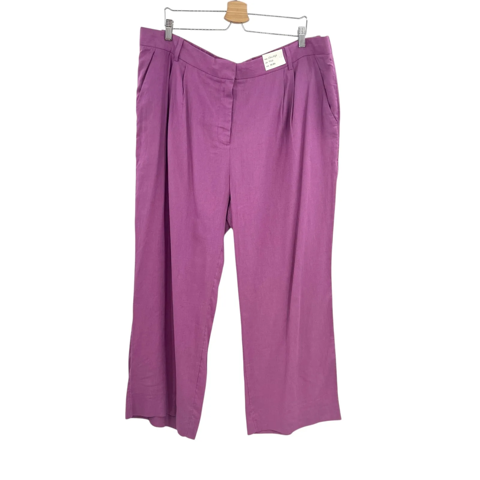 Abercrombie & Fitch Sloane Tailored Trouser Pants Linen Blend Purple Size 35 20S - Image 3