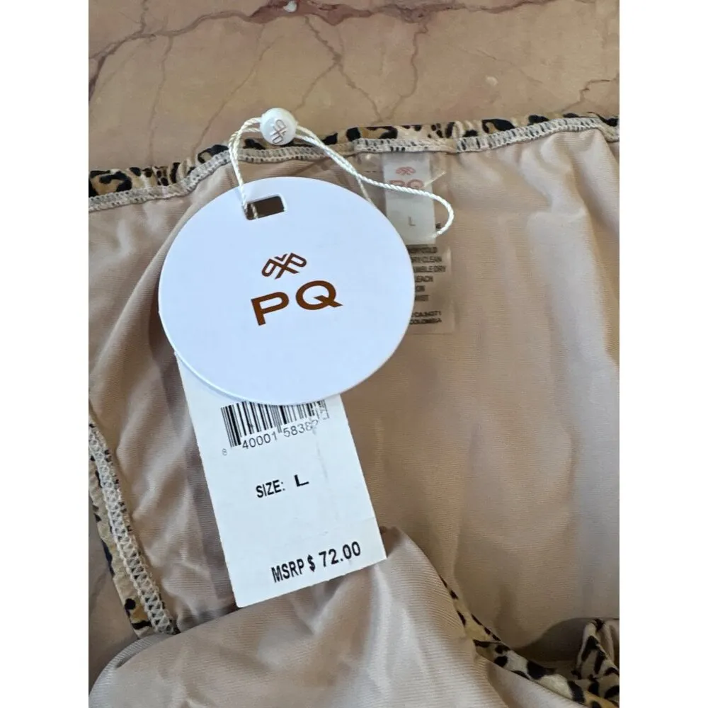 PQ Eve Tie Teeny Bikini Bottoms in Leopard Large New Womens Swimsuit Brown - Image 7