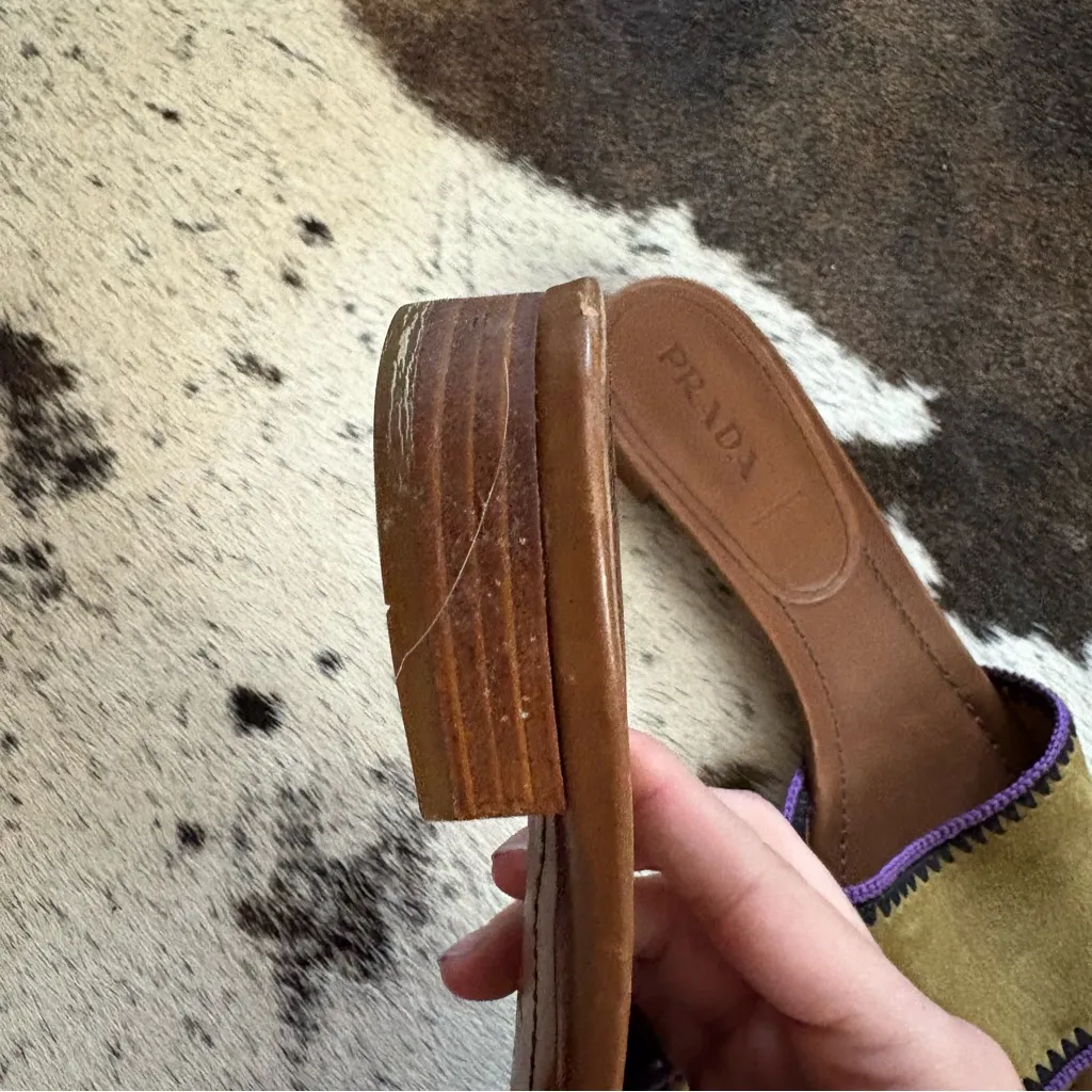 Prada  Green Suede Leather Slides Sandals Size 40 NWOT - Image 6