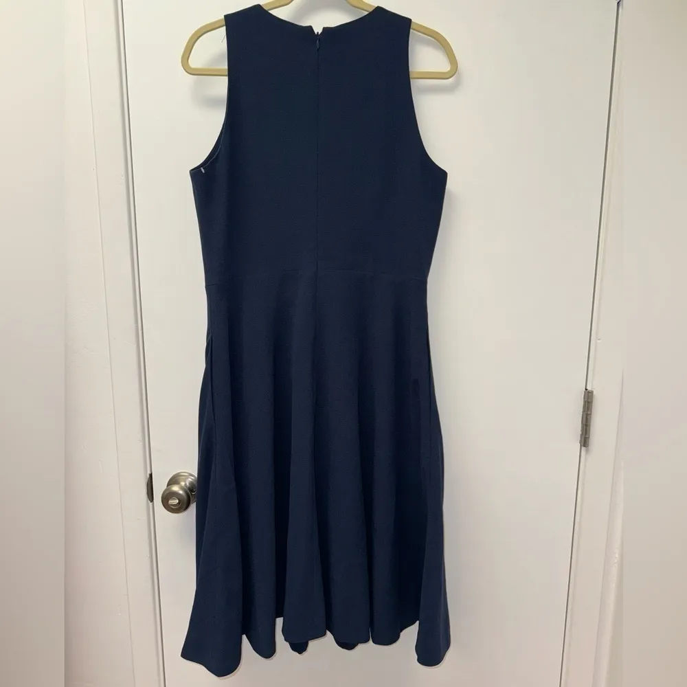 NWOT DRESS THE POPULATION navy blue Catalina crepe v-neck fit-and-flare dress S - Image 4