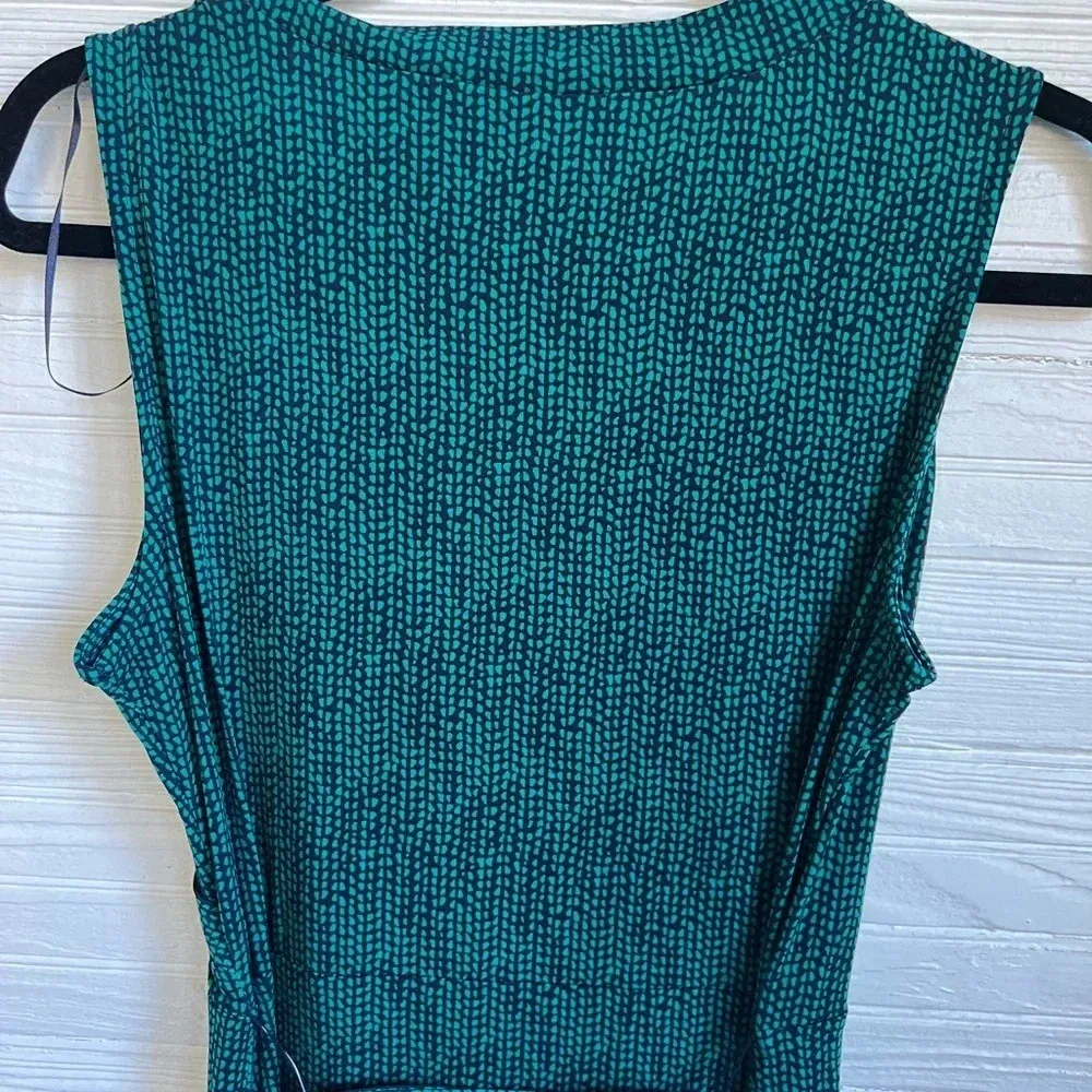 Covington Petite Green Maxi Dress MP Sleeveless Faux Wrap Tie Waist Long - Image 7