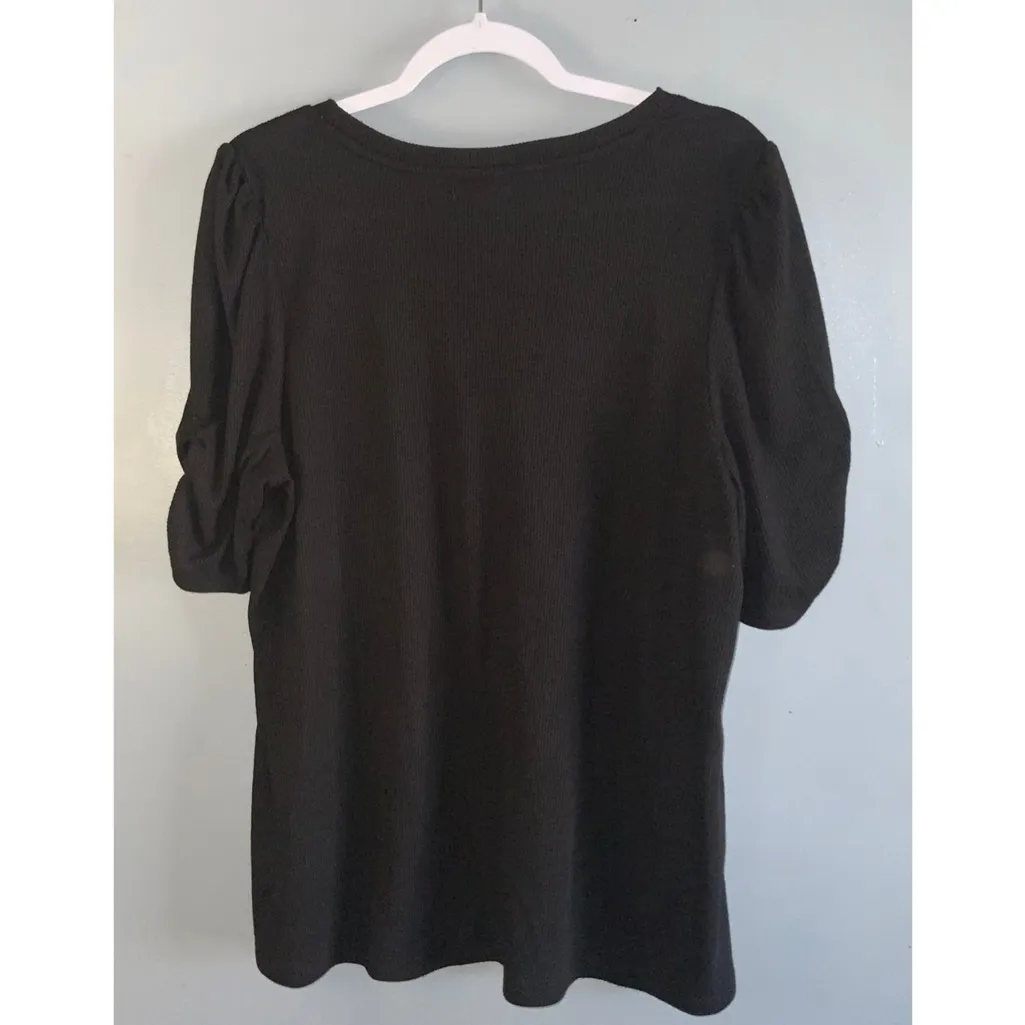 Maurices Black 1/2 Scrunched Sleeve Round Neck Knit Casual Women's Tunic Top 1X - Image 3