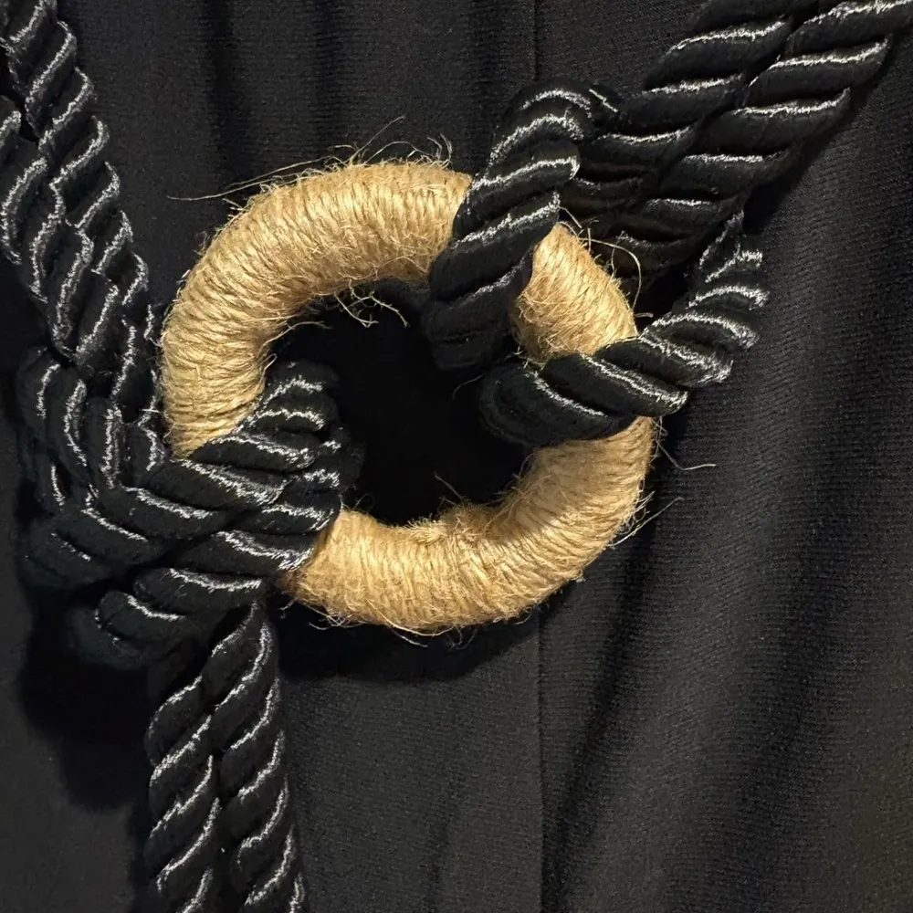 Dennis Basso knit elastic waist black pants rope belt L new - Image 4