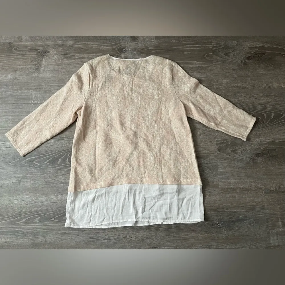 Chicos Sz 1 (Medium) Dusty Rose Tianna Textured Lace Top 3/4 Sleeve Blouse NWT - Image 8