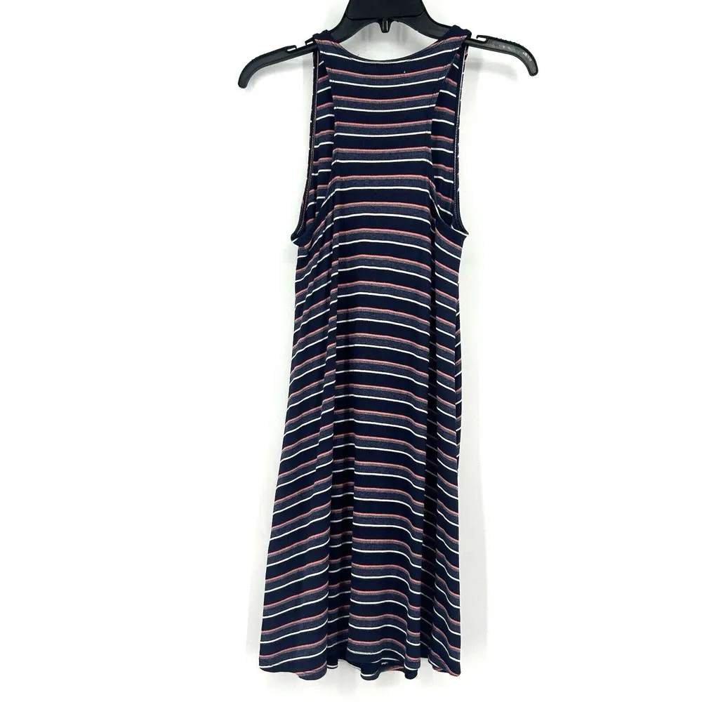 Abercrombie & Fitch Ribbed Knit Tank Dress Blue Pink Stripe Racerback Size S - Image 5